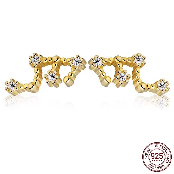 

PandaHall Cubic Zirconia Constellation Stud Earrings, Golden 925 Sterling Silver Earrings, Virgin, 10.5x5mm Sterling Silver Virgin