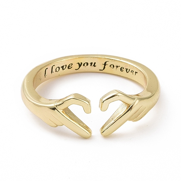 

PandaHall Brass Heart Claddagh Open Cuff Ring, Word I Love You Forever Promise Jewelry for Best Friends Lovers, Light Gold, US Size 7 1/4...
