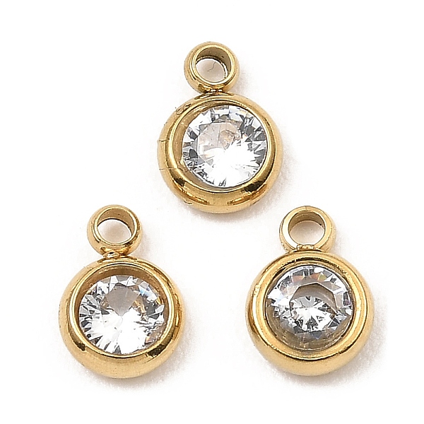 

PandaHall Ion Plating(IP) 316 Stainless Steel with Rhinestone Pendants, Flat Round Charm, Real 24K Gold Plated, 6x4x1.8mm, Hole: 1.2mm...
