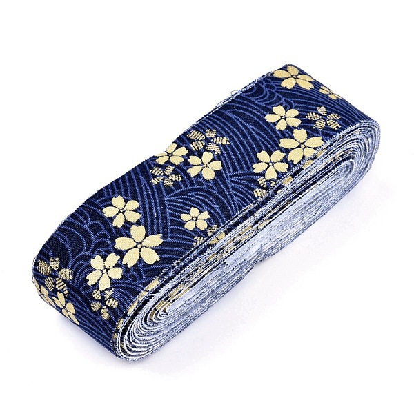 

PandaHall Japanese Kimono Style Floral Cotton Ribbon, Single Printed, for DIY Hair Bow, Headwear, Handmade Trim, Prussian Blue, 1-1/2 inch...