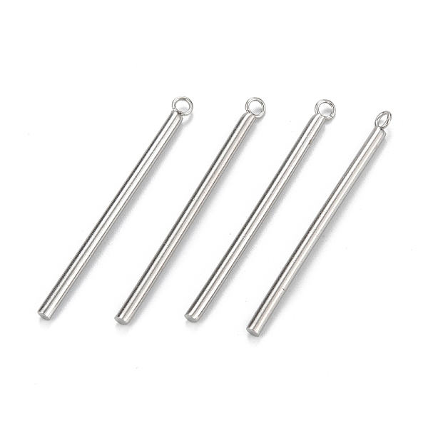 

PandaHall 304 Stainless Steel Pendants, Column, Stainless Steel Color, 38x3x2mm, Hole: 1.8mm 304 Stainless Steel Column