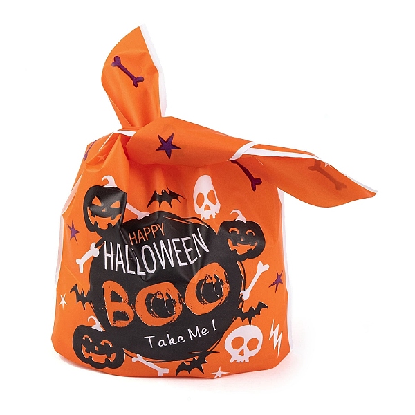 

PandaHall 100Pcs Rabbit Shaped Halloween Candy Plastic Bags, Word BOO Printed Candy Gift Bags, Orange, 21.5~22.5x13.6x0.01cm Plastic Word...