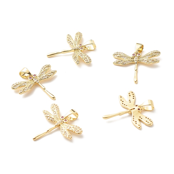 

PandaHall Eco-Friendly Brass Clear Micro Pave Cubic Zirconia Pendants, Lead Free & Cadmium Free, Dragonfly, Real 18K Gold Plated, 19x22x2mm...