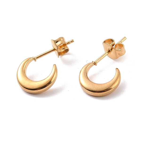 

PandaHall Vacuum Plating 304 Stainless Steel Crescent Moon Stud Earrings for Women, Golden, 18.5x10x2mm, Pin: 0.8mm 304 Stainless Steel Moon
