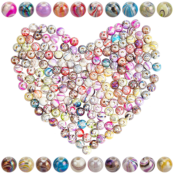 

PandaHall SUNNYCLUE 200Pcs AB Color Wave Printed Acrylic Beads for DIY Stretch Bracelets Making Kits, with 1Roll Strong Stretchy Beading..., Multicolor