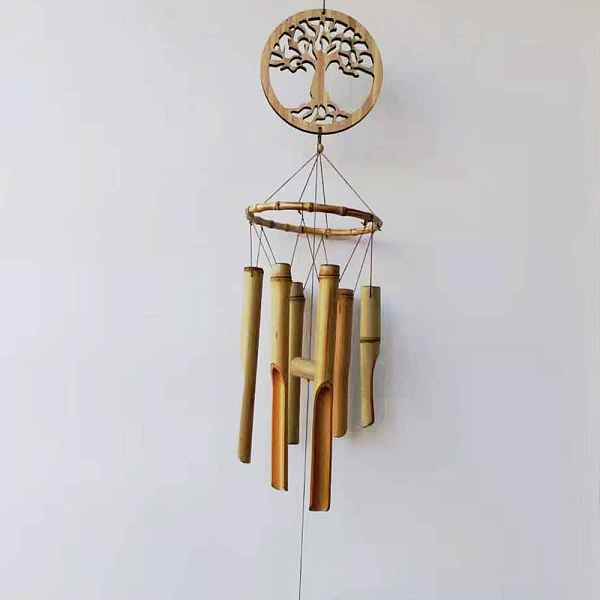 

PandaHall Tree of Life Wind Chimes, Wood & Bamboo Art Pendant Decorations, BurlyWood, 900x140mm Wood Orange