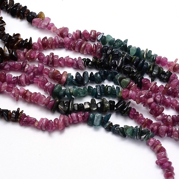 

PandaHall Natural Tourmaline Chips Beads Strands, 5~8x5~8mm, Hole: 1mm, about 16 inch Tourmaline Chip