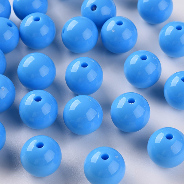 

PandaHall Opaque Acrylic Beads, Round, Deep Sky Blue, 16x15mm, Hole: 2.8mm, about 220pcs/500g Acrylic Round