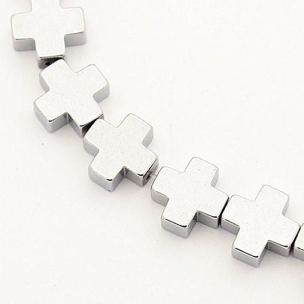 

PandaHall Electroplate Non-magnetic Synthetic Hematite Greek Cross Beads Strands, Platinum Plated, 10x10x4mm, Hole: 1mm, about 39pcs/strand...