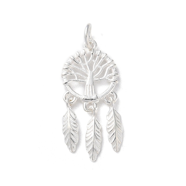 

PandaHall 925 Sterling Silver Pendants, Woven Web/Net with Feather Charms with Jump Rings, Silver Color, Tree of Life, 17x12.5x1.6mm, Hole...