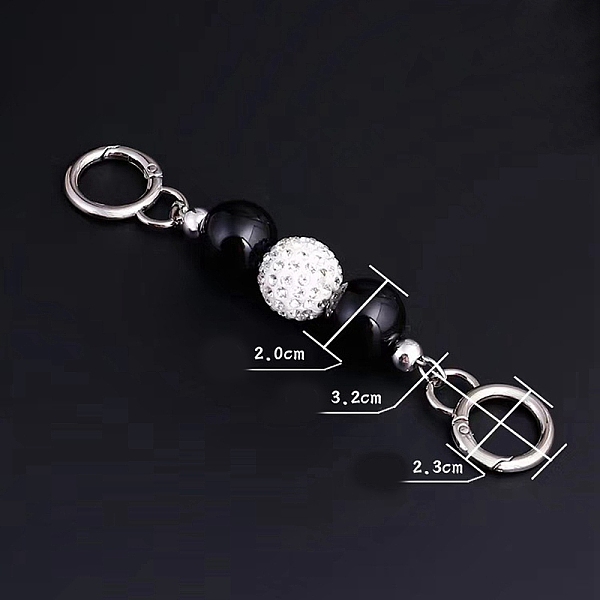 

PandaHall Alloy Bag Extender Chain, with Resin & Polymer Clay Rhinestone Beads & Spring Gate Ring Clasp, Bag Strap Extender Replacement..., Black