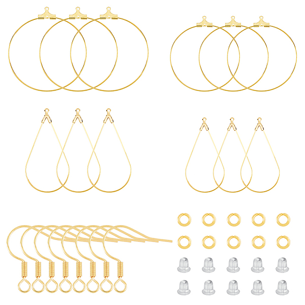 

PandaHall DICOSMETIC DIY Geometry Earring Making Kit, Including Teardrop & Flat Round Steel & Brass Wire Pendants, Brass Earring Hooks &...