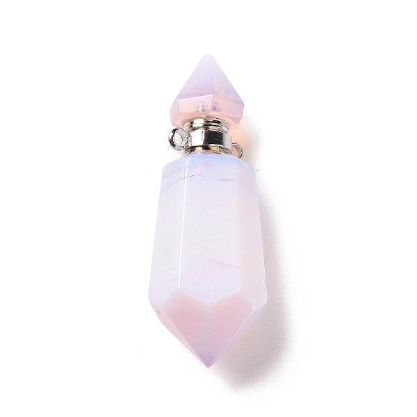 PandaHall Faceted Glass Perfume Bottle Pendants, with Platinum Tone Brass Findings, Cadmium Free & Lead Free, Bottle, Pearl Pink...