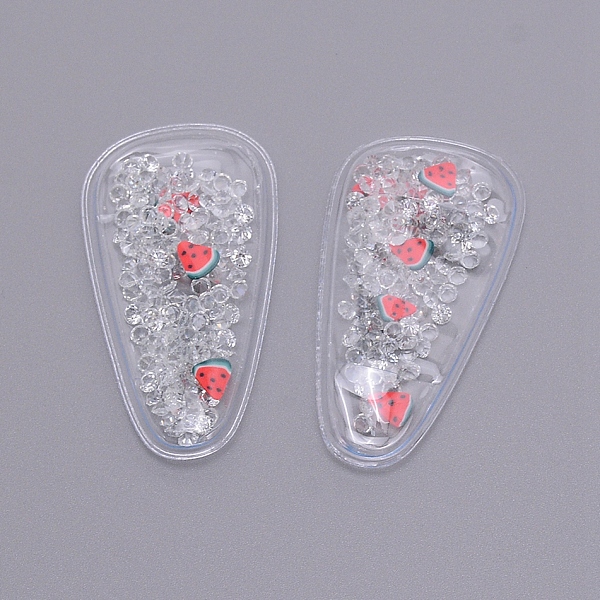 

PandaHall Plastic with Resin and Polymer Clay Accessories, DIY for Bobby pin Accessories, Oval with Watermelon, Clear, 55x29x5mm Resin Oval...
