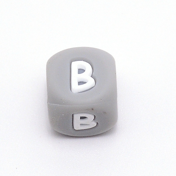 

PandaHall Silicone Alphabet Beads for Bracelet or Necklace Making, Letter Style, Gray Cube, Letter.B, 12x12x12mm, Hole: 3mm Silicone Letter...