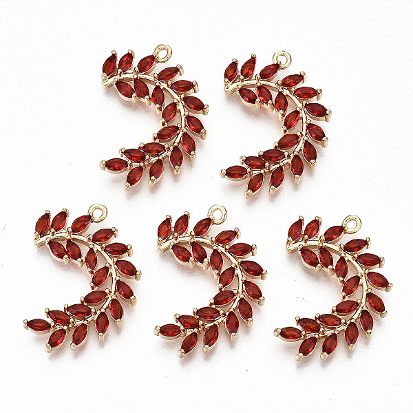 

PandaHall Brass Micro Pave Cubic Zirconia Pendants, Light Gold, Long-Lasting Plated, Cadmium Free & Lead Free, Willow Branch, Red, 24x17x3mm...