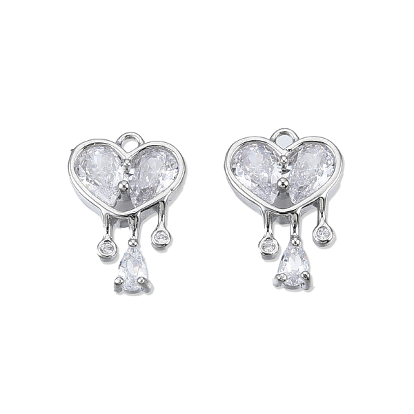 

PandaHall Brass Pave Clear Cubic Zirconia Pendants, Cadmium Free & Nickel Free & Lead Free, Melting Heart, Platinum, 18x12.5x3mm, Hole...