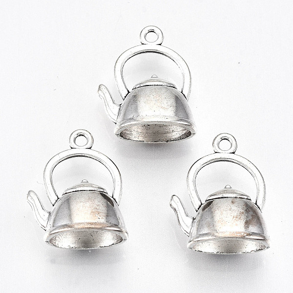 

PandaHall Tibetan Style Alloy Pendants, Lead Free & Cadmium Free, Teakettle, Antique Silver, 20x17x9mm, Hole: 1.8mm Alloy Tableware