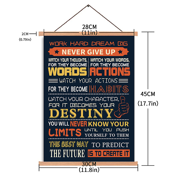 

PandaHall Cotton & Linen Hanging Painting, with Word Pattern, Decoration Accessories, Rectangle, Colorful, 440x280mm Cotton Rectangle