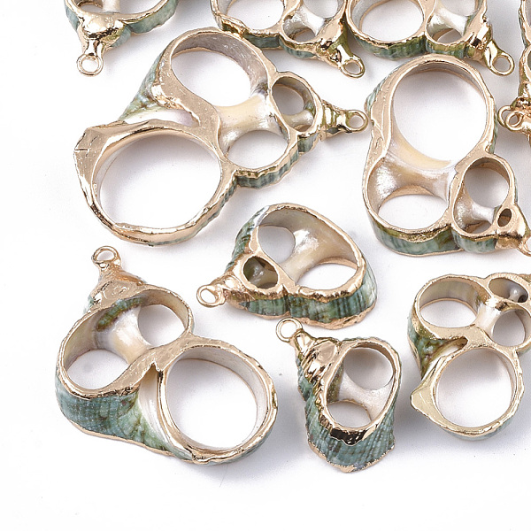 

PandaHall Electroplate Spiral Shell Pendants, with Iron Findings, Light Gold, Light Sea Green, 23~49x20~40x7mm, Hole: 2mm Spiral Shell...