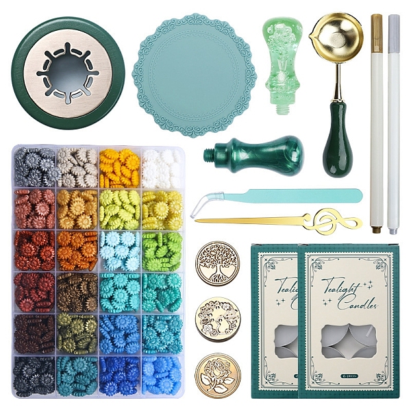 

PandaHall 24 Colors Flower Sealing Wax Particles, for Retro Seal Stamp, with Spoon, Sealing Wax Stove, Candle, Stamp Head, Stamp Handle..., Multicolor