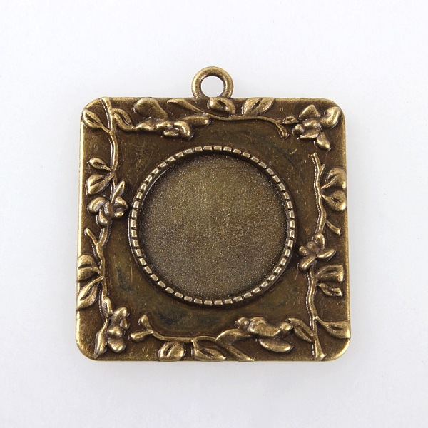 

PandaHall Vintage Tibetan Style Alloy Square Carved Branch Pendant Cabochon Bezel Settings, Cadmium Free & Nickel Free & Lead Free, Antique...