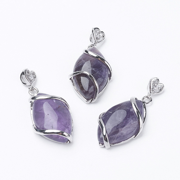 

PandaHall Natural Amethyst Pendants, with Brass Findings, Horse Eye, Platinum, 38x17x7mm, Hole: 3x4mm Amethyst Horse Eye
