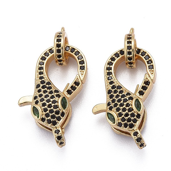 

PandaHall Brass Micro Pave Black & Green Cubic Zirconia Lobster Claw Clasp, Long-Lasting Plated, with Jump Rings, Snake Shape, Real 18K Gold...