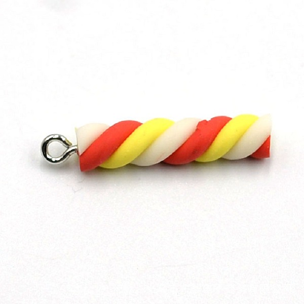 

PandaHall Handmade Polymer Clay Pendants, with Platinum Tone Iron Finding, Marshmallow, Red, 25~35x5mm Polymer Clay Food Red