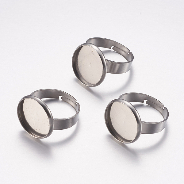 

PandaHall Adjustable 304 Stainless Steel Finger Rings Components, Pad Ring Base Findings, Flat Round, Stainless Steel Color, Tray: 14mm...
