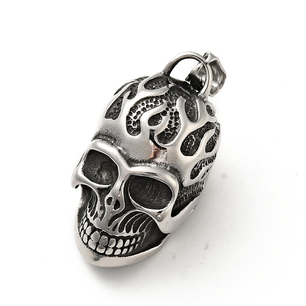 

PandaHall 304 Stainless Steel Pendants, Manual Polishing, Skull, Antique Silver, 43x23x29.5mm, Hole: 7x4mm 304 Stainless Steel Skull