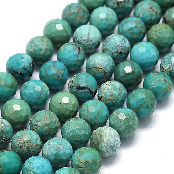 

PandaHall Natural HuBei Turquoise Beads Strands, Faceted, Round, 8.5~9mm, Hole: 0.8mm, about 44~45pcs/strand, 15.12~15.28 inch(38.4~38.8cm)...