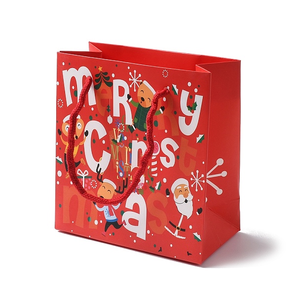 

PandaHall Christmas Santa Claus Print Paper Gift Bags with Nylon Cord Handle, Red, Rectangle, 14.9x13.9x0.5cm, Unfold: 13.9x7.1x14.9cm Paper...