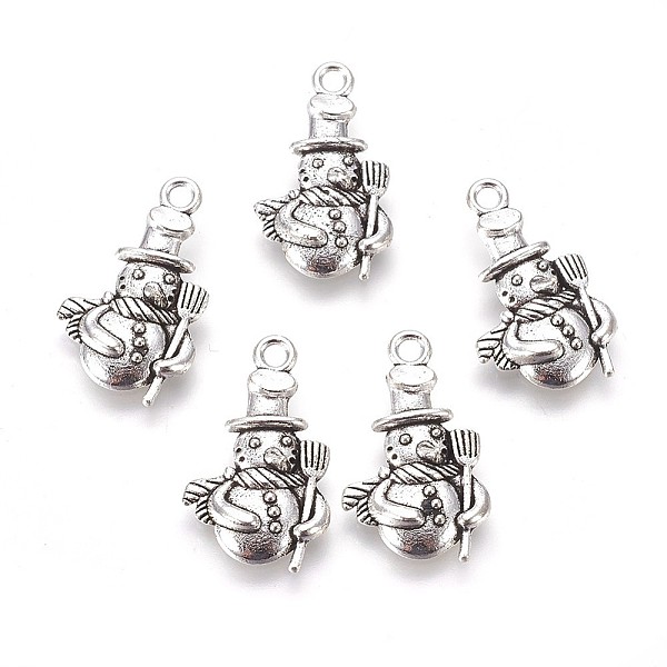

PandaHall Christmas Snowman Alloy Pendants, Tibetan Style, Lead Free & Cadmium Free, Antique Silver, 23x14x4mm, Hole: 2mm Alloy Human