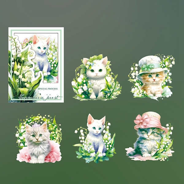 

PandaHall 5Pcs Plant PET Waterproof Sticker Labels, Self-adhesion, for Suitcase, Skateboard, Refrigerator, Helmet, Mobile Phone Shell, Cat...
