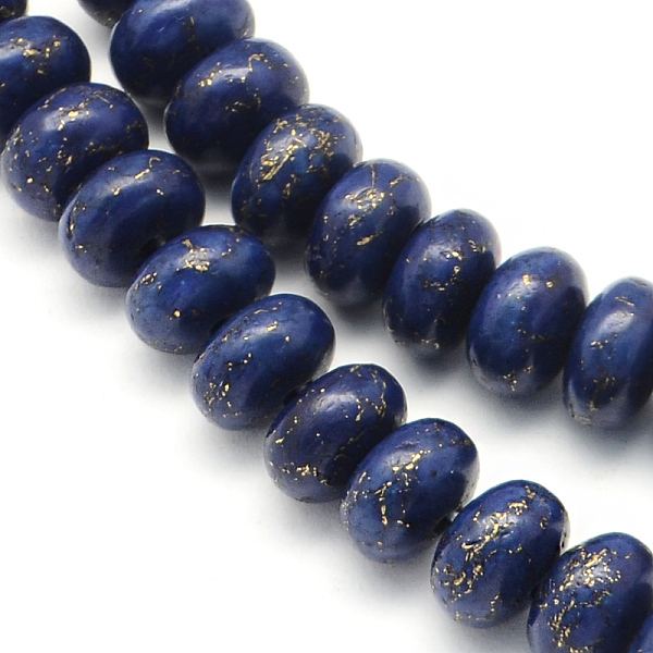 

PandaHall Dyed Synthetic Turquoise Rondelle Bead Strands, Midnight Blue, 8x5mm, Hole: 1mm, about 76pcs/strand, 15.4 inch~16.5 inch Synthetic...