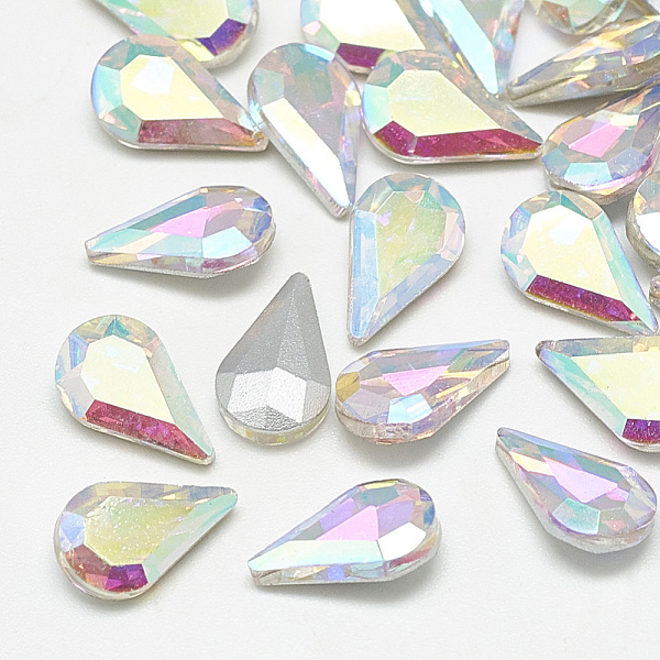 

PandaHall Pointed Back Glass Rhinestone Cabochons, Back Plated, Faceted, teardrop, Crystal AB, 8x5x3mm Glass Rhinestone Teardrop Clear