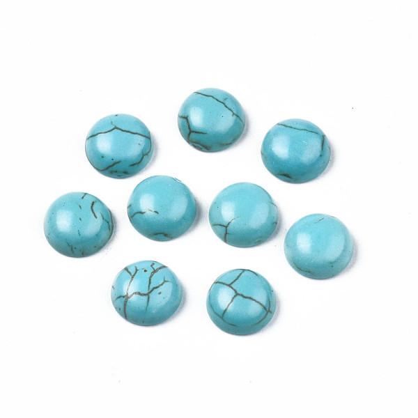 Accessoires D'artisanat Teints Turquoise Synthétique Pierres Précieuses Cabochons De Dôme Dos Plat