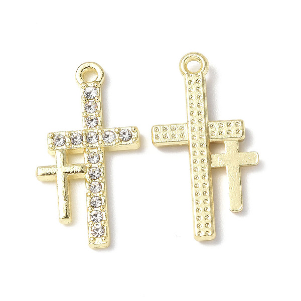 

PandaHall Rack Plating Alloy Rhinestone Pendants, Lead Free & Cadmium Free & Nickel Free, Double Cross Charms, Light Gold, Crystal..., Clear