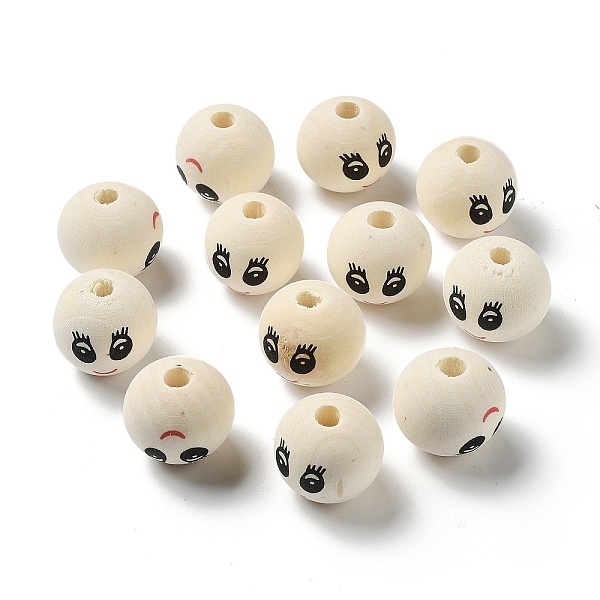 

PandaHall Printed Wood European Beads, Large Hole Round Bead with Smiling Face Pattern, Undyed, Old Lace, 24.5~25x22.5~23mm, Hole: 5.7~6mm...