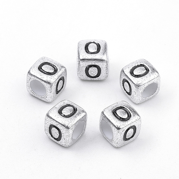 

PandaHall Plated Acrylic Beads, Horizontal Hole, Cube with Letter, Antique Silver, Letter.O, 6mm, Hole: 3mm, about 3000pcs/500g Acrylic...