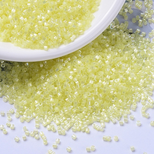 

PandaHall MIYUKI Delica Beads, Cylinder, Japanese Seed Beads, 11/0, (DB1873) Silk Inside Dyed Citron AB, 1.3x1.6mm, Hole: 0.8mm, about..., Yellow