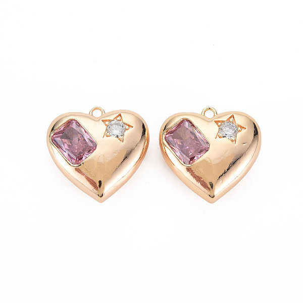 

PandaHall Brass Micro Pave Cubic Zirconia Pendants, Real 18K Gold Plated, Nickel Free, Heart, Flamingo, 18x19x7mm, Hole: 1.5mm Brass+Cubic..., Pink