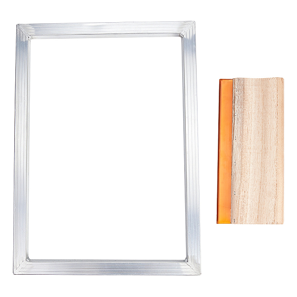 PandaHall Aluminium Alloy Printing Frames, for Silk Screen Printing with Wooden Handle Mayitr Ink Scraper Scratch Board Tools, Platinum &...