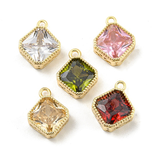 

PandaHall Glass Pendants, with Brass Findings, Rhombus Charms, Real 18K Gold Plated, 12x10x4mm, Hole: 1.4mm Brass+Glass Rhombus Multicolor