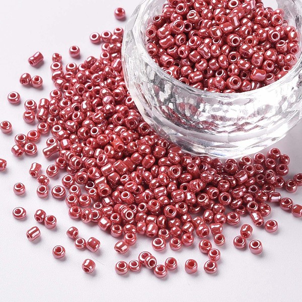 

PandaHall Glass Seed Beads, Opaque Colors Lustered, Round, Crimson, 2mm, Hole: 1mm, about 30000pcs/pound Glass Pink
