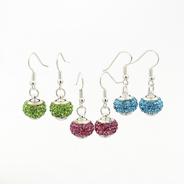 

PandaHall Chic Brass Polymer Clay Grade A Rhinestone Dangle Earrings, Mixed Color, 29mm, Pin: 0.6mm Rhinestone Multicolor