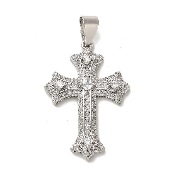

PandaHall Brass Micro Pave Cubic Zirconia Pendants, Long-Lasting Plated, Cross, Platinum, 38x26x5.5mm, Hole: 8x4.5mm Brass+Cubic Zirconia..., Clear