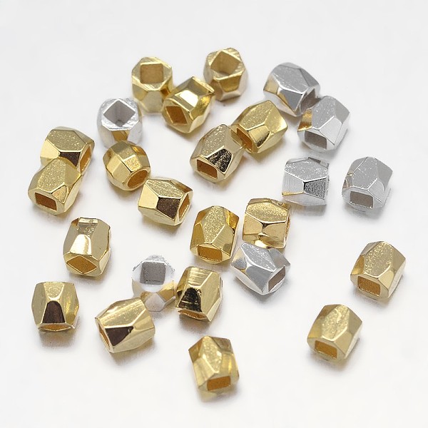 

PandaHall Faceted Barrel Brass Spacer Beads, Mixed Color, 3x3mm, Hole: 1.5mm Brass Barrel