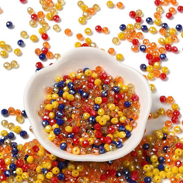 

PandaHall Glass Beads, Faceted, Rondelle, Gold, 4x3mm, Hole: 0.4mm, about 820pcs/60g Glass Rondelle Gold
